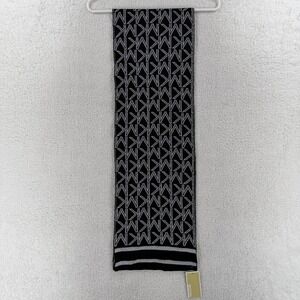 MICHAEL Michael Kors Scarf Womens One Size Black MK Logo Rectangle Knit Winter